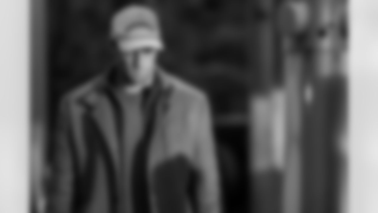 Atlanta Falcons tight end Feleipe Franks #84 arrives before the Week 17 Game against the Los Angeles Rams at Mercedes-Benz Stadium in Atlanta, Georgia on Monday, December 29, 2025. (Photo by Jay Bendlin/Atlanta Falcons)