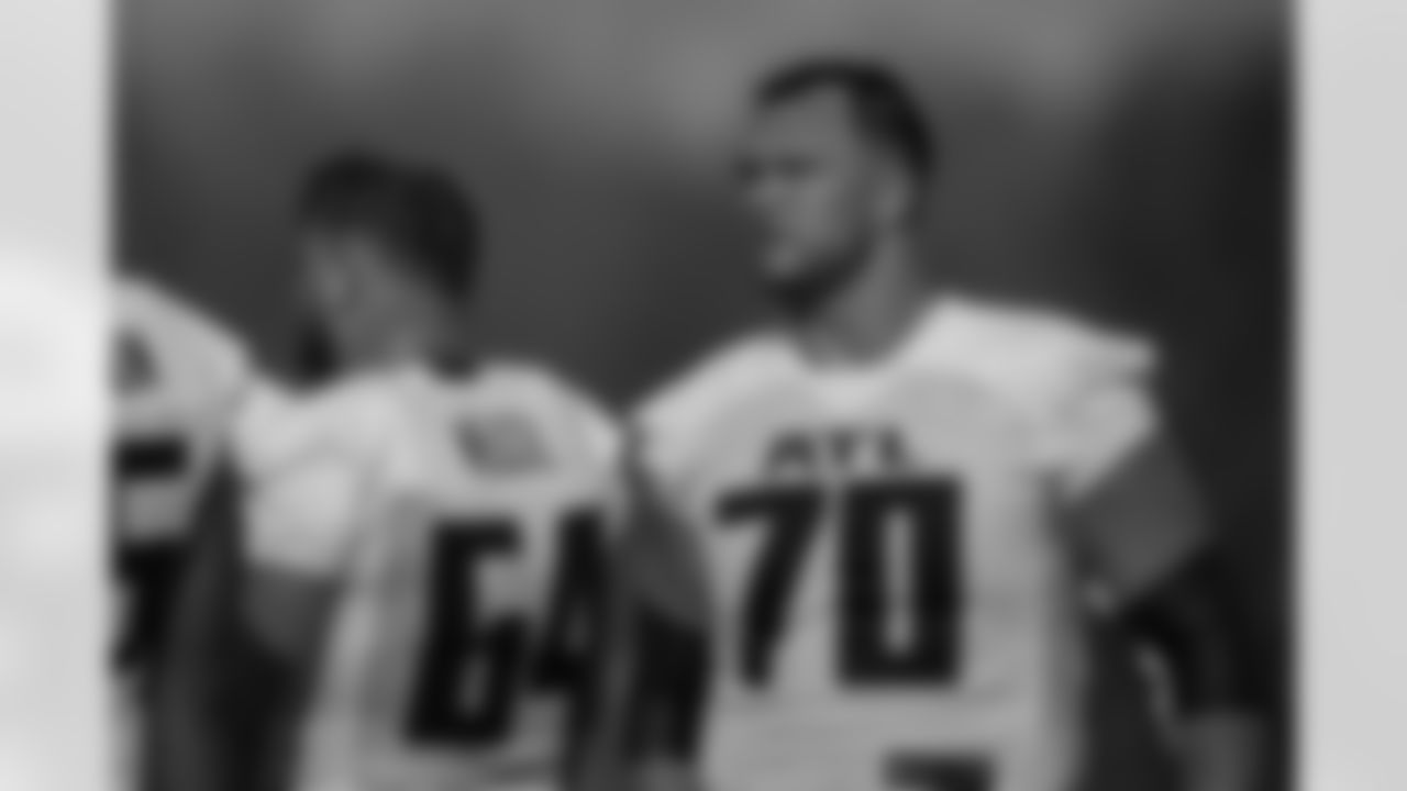 Atlanta Falcons tackle Jake Matthews #70 during the Practice at Atlanta Falcons Training Facility in Flowery Branch, Georgia on Wednesday, November 19, 2025. (Photo by Jay Bendlin/Atlanta Falcons)