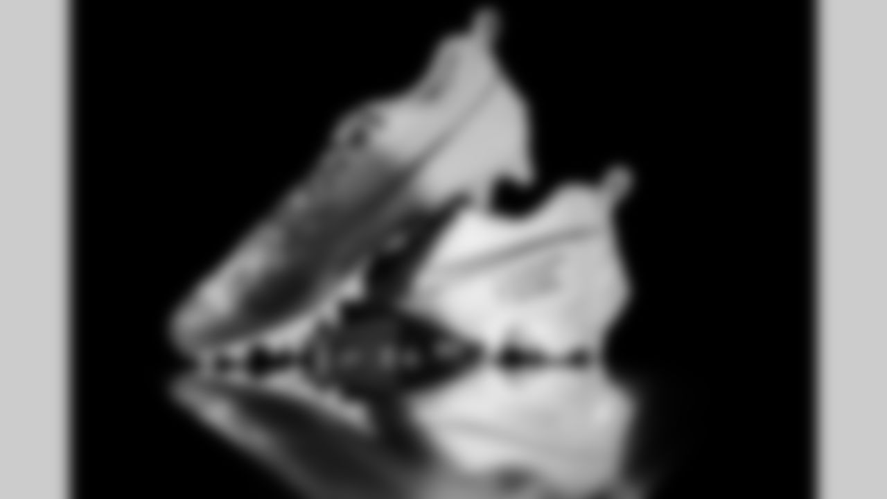 Photos of Atlanta Falcons cornerback Natrone Brooks #35's cleats for My Cause My Cleats at the Atlanta Falcons Training Facility in Flowery Branch, Ga. on Tuesday, November 18, 2025. (Photo by Taylor McLaughlin/Atlanta Falcons)