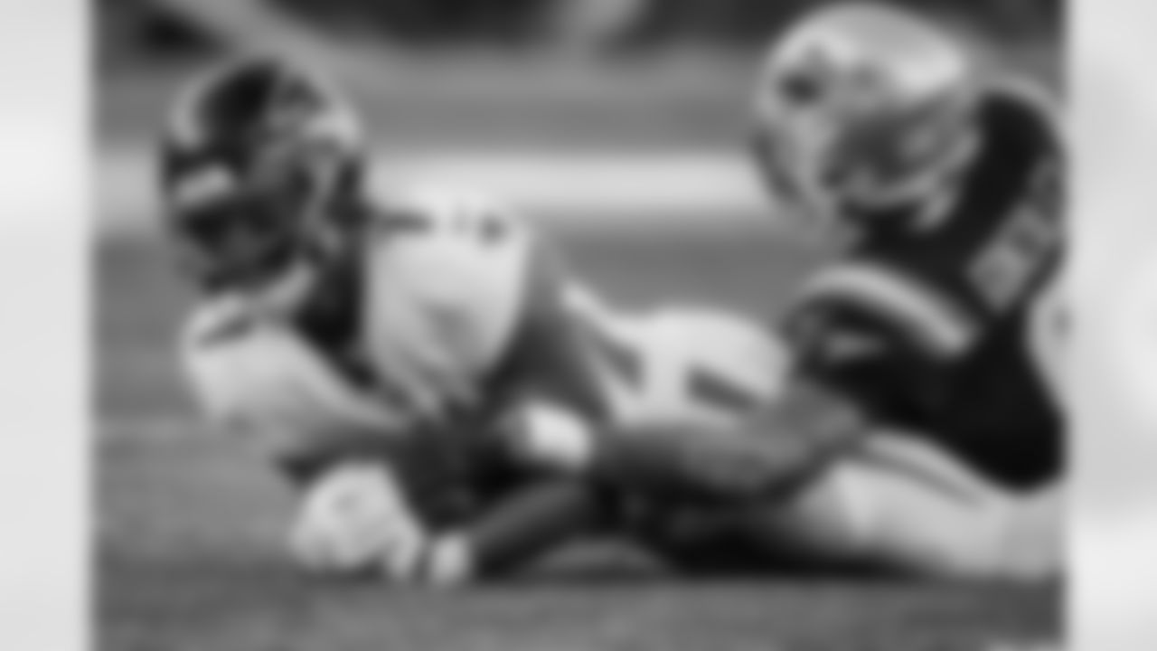 Atlanta Falcons running back Bijan Robinson #7 gets tackled after running with the ball during the Week 9 Game against the New England Patriots at Gillette Stadium in Foxborough, Massachusetts on Sunday, November 2, 2025. (Photo by Jay Bendlin/Atlanta Falcons)