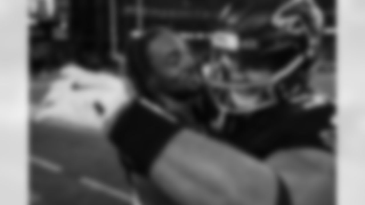 Atlanta Falcons cornerback CJ Henderson #39 celebrates with teammates after an interception during the fourth quarter of the Week 16 Game against the Arizona Cardinals at State Farm Stadium in Glendale, Arizona on Sunday, December 21, 2025. (Photo by Jay Bendlin/Atlanta Falcons)