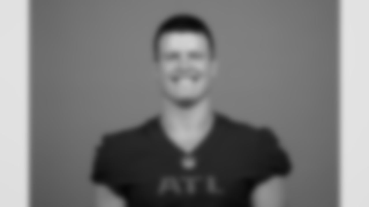 Atlanta Falcons tight end Charlie Woerner #89 poses for a headshot in Flowery Branch, Georgia, on Wednesday, May 22, 2024. (Photo by Shanna Lockwood/Atlanta Falcons)