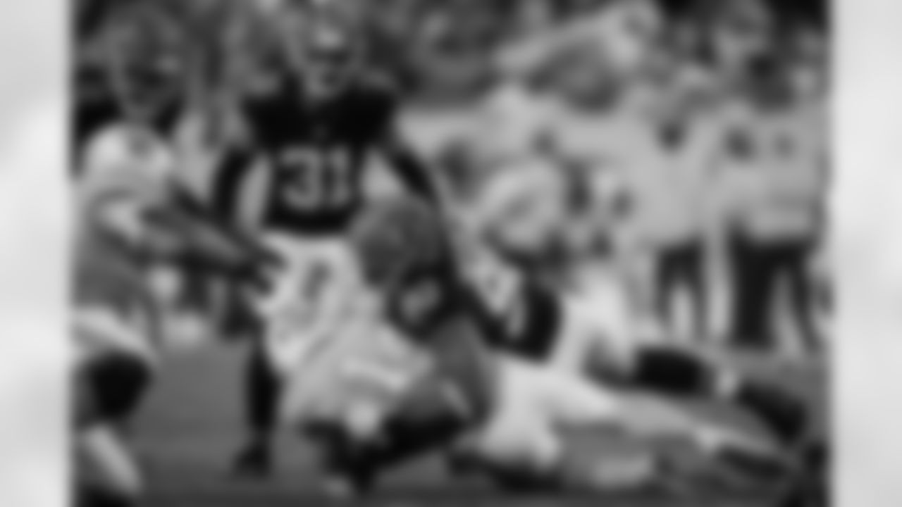 Atlanta Falcons defensive lineman David Onyemata #90 makes a tackle during the Week 15 Game against the Tampa Bay Buccaneers at Raymond James Stadium in Tampa, Florida on Thursday, December 11, 2025. (Photo by Taylor McLaughlin/Atlanta Falcons)