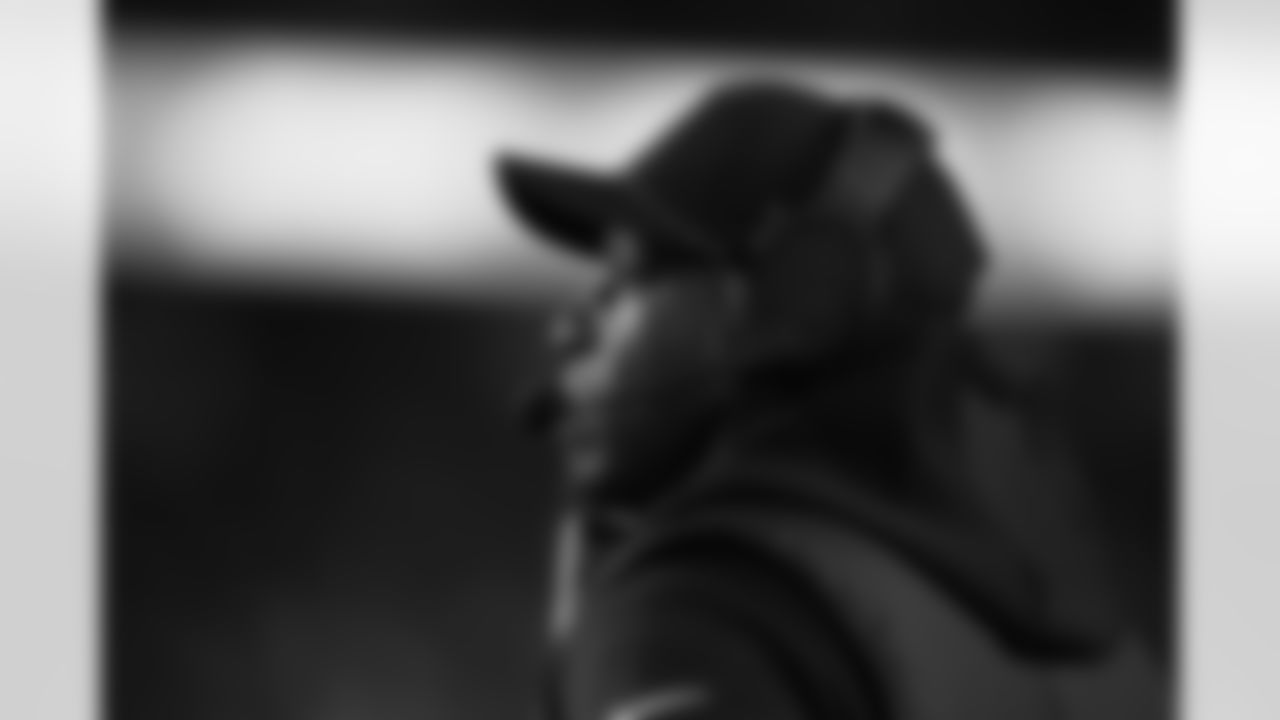 Atlanta Falcons head coach Raheem Morris looks on during the third quarter of the Week 17 Game against the Washington Commanders at Commanders Field in Greater Landover, Maryland on Sunday, December 29, 2024. (Photo by Jay Bendlin/Atlanta Falcons)
