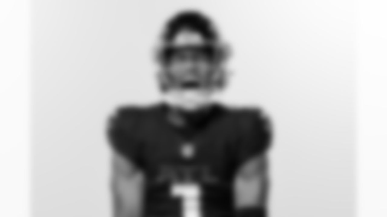 Atlanta Falcons wide receiver Darnell Mooney #1 poses for a photo during 2025 Creative Days at the Atlanta Falcons Training Facility in Flowery Branch, Ga. On Monday, June 9, 2025. (Photo by Jay Bendlin/Atlanta Falcons)