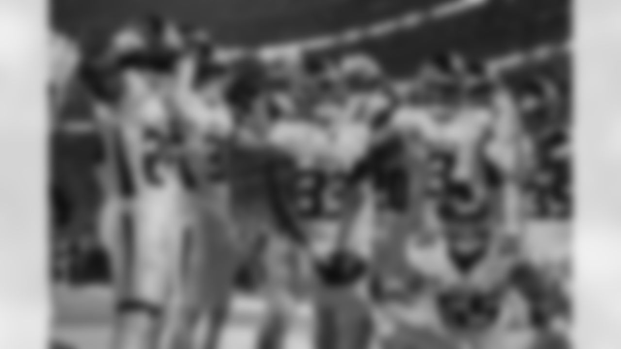 Atlanta Falcons defensive back Billy Bowman Jr. #33 intercepts the ball during the Week 2 Game against the Minnesota Vikings at U.S. Bank Stadium in Minneapolis, Minnesota on Sunday, September 14, 2025. (Photo by Jay Bendlin/Atlanta Falcons)