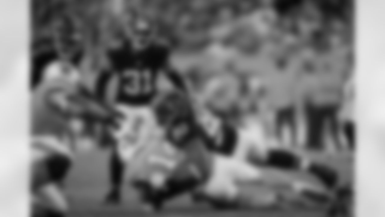 Atlanta Falcons defensive lineman David Onyemata #90 makes a tackle during the Week 15 Game against the Tampa Bay Buccaneers at Raymond James Stadium in Tampa, Florida on Thursday, December 11, 2025. (Photo by Taylor McLaughlin/Atlanta Falcons)