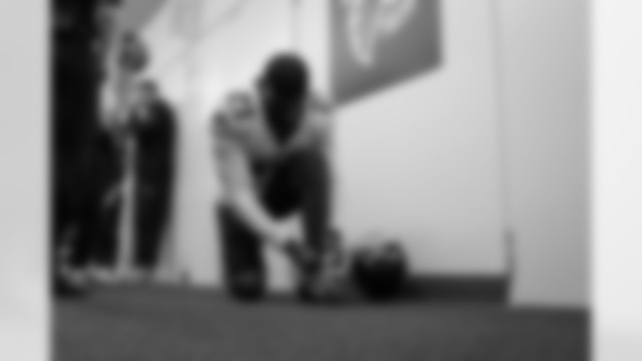 Atlanta Falcons defensive back DeMarcco Hellams #23 prepares in the locker room before the Week 10 Game against the Indianapolis Colts at Olympic Stadium in Berlin, Germany on Sunday, November 9, 2025. (Photo by Jay Bendlin/Atlanta Falcons)
