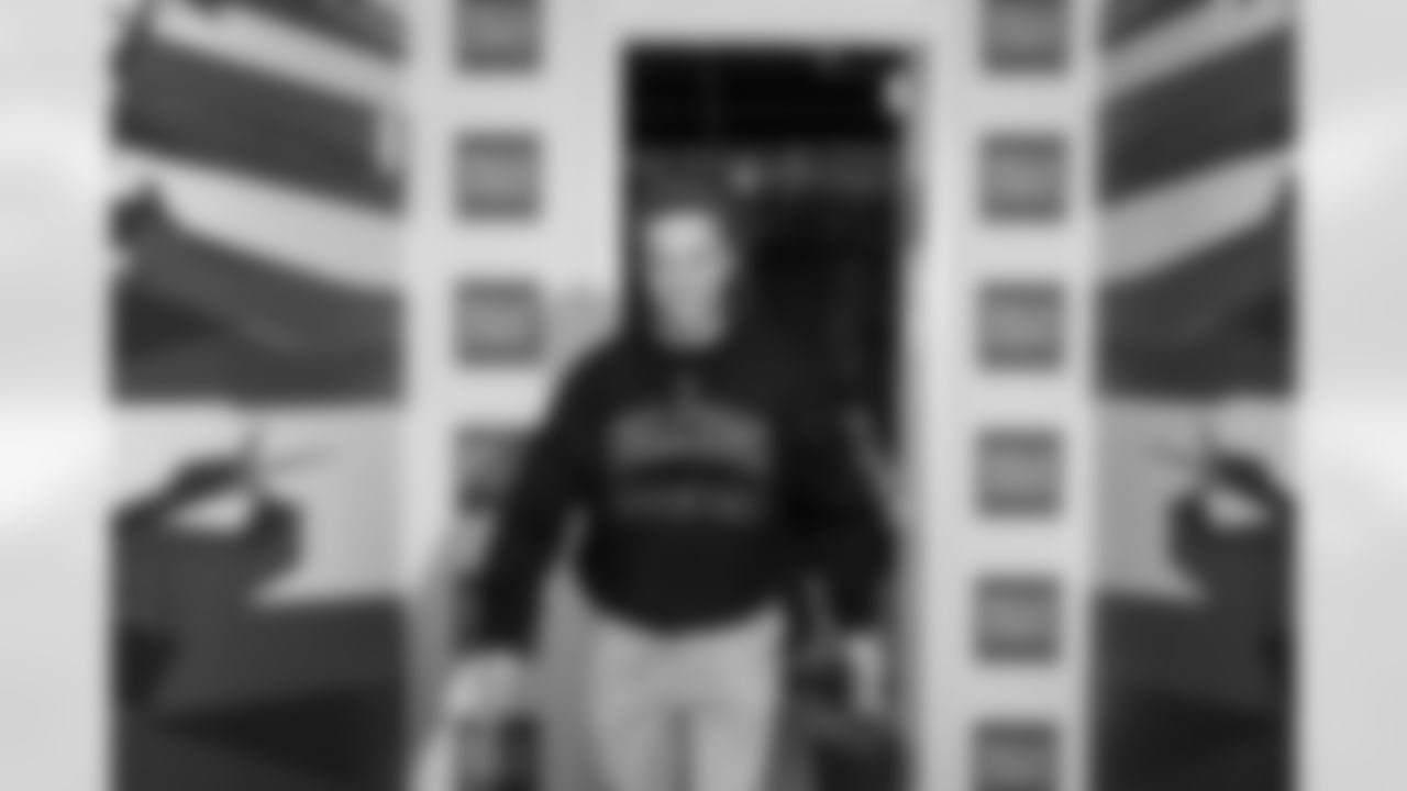 Atlanta Falcons wide receiver Casey Washington #82 arrives before during the Week 17 Game against the Los Angeles Rams at Mercedes-Benz Stadium in Atlanta, Georgia on Monday, December 29, 2025. (Photo by Taylor McLaughlin/Atlanta Falcons)