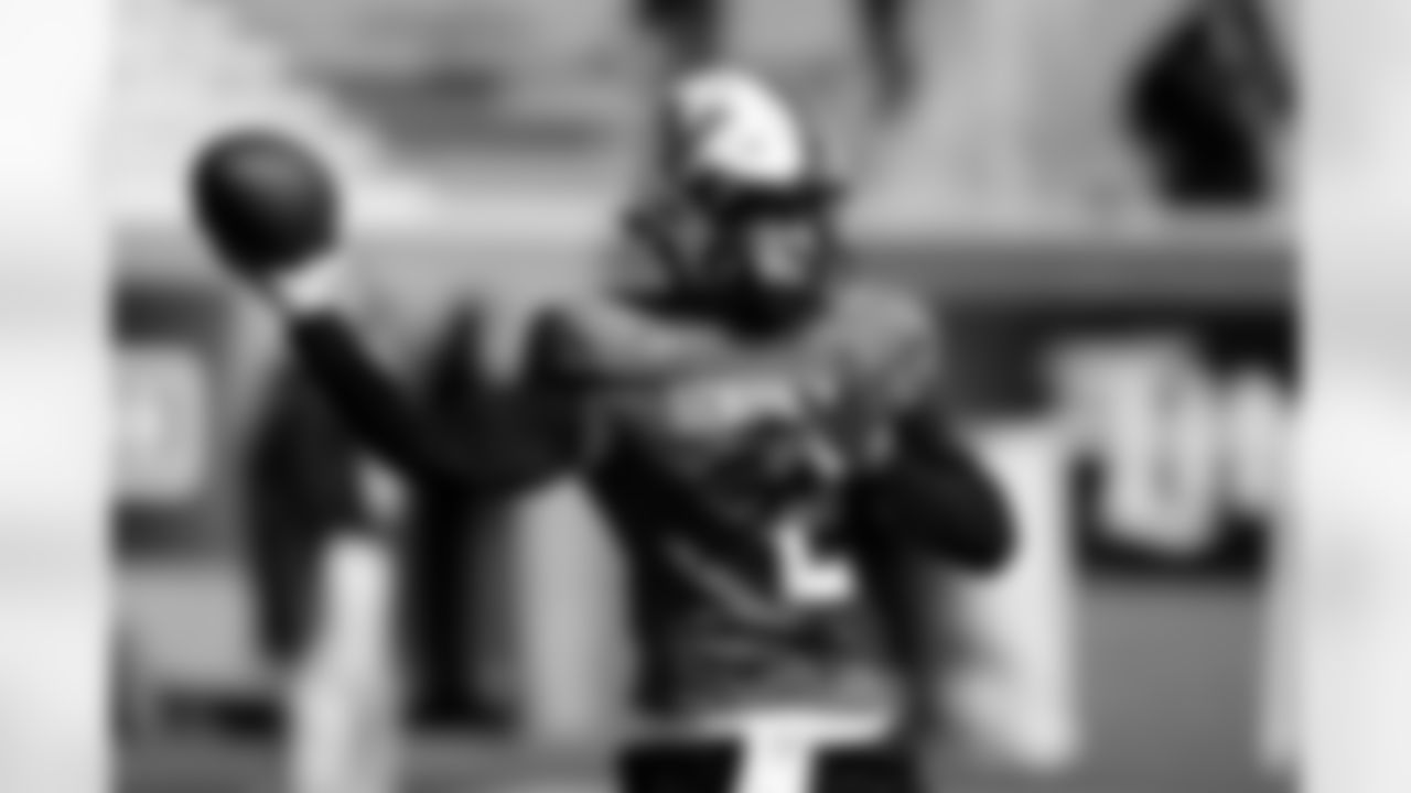 National Team quarterback Diego Pavia (2), of Vanderbilt throws a pass during practice for the Senior Bowl NCAA college football game Tuesday, Jan. 27, 2026, in Mobile, Ala. (AP Photo/Butch Dill)