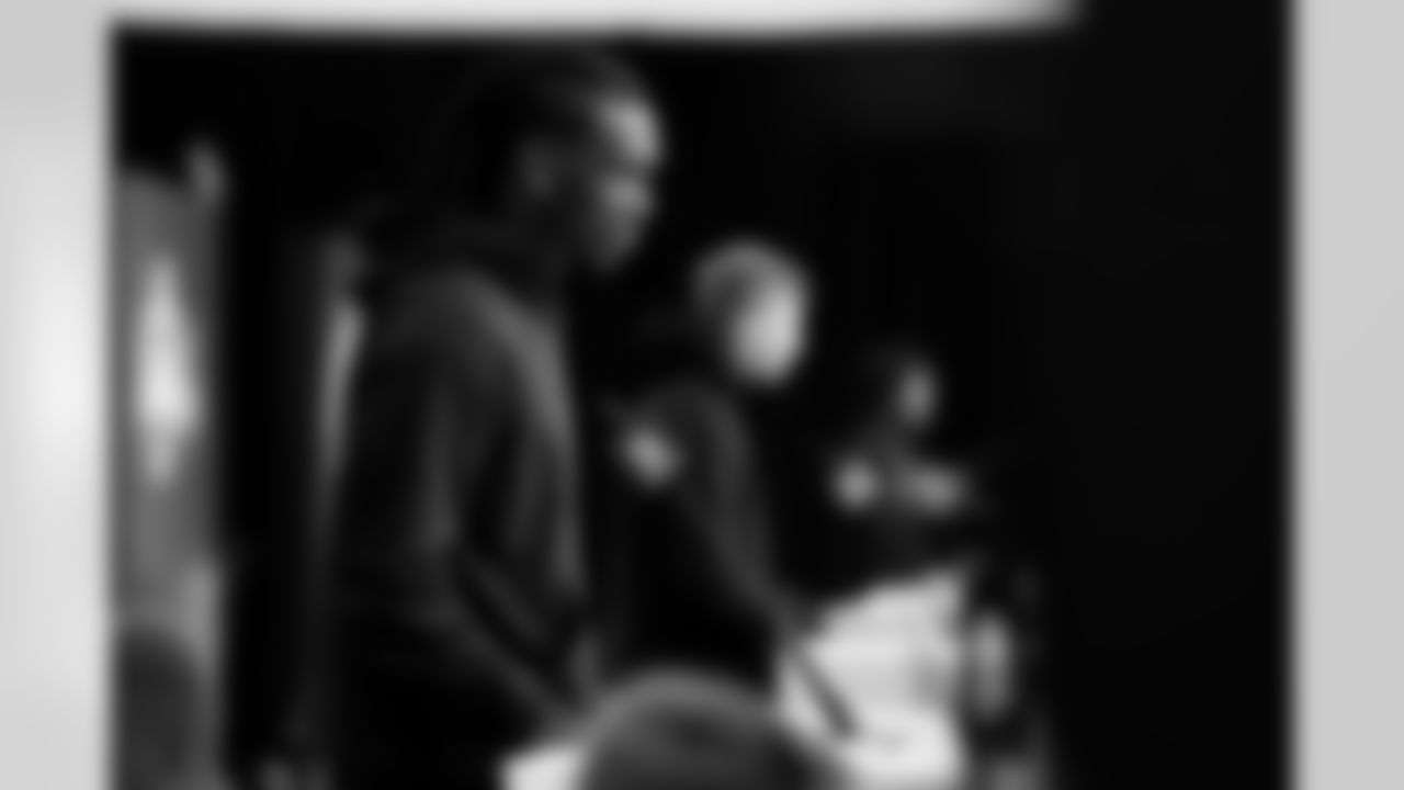 Toledo defensive back Emmanuel McNeil-Warren (40) speaks during a press conference at the 2026 NFL Scouting Combine on Thursday, February 26, 2026 in Indianapolis, Indiana. (Lauren Leigh Bacho/NFL)