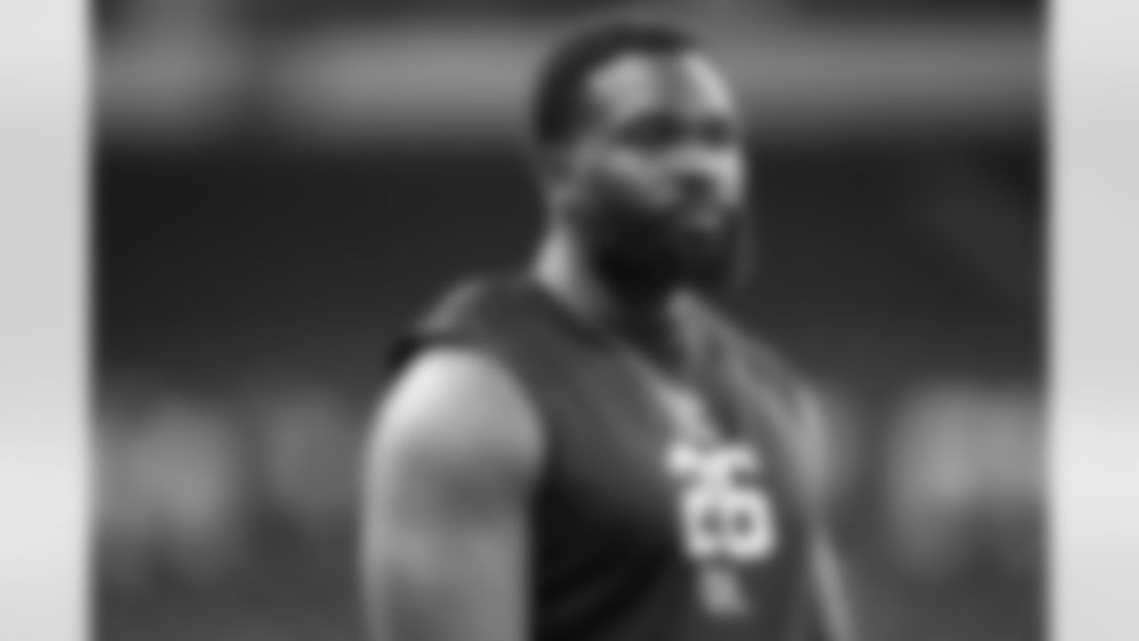 Texas A&M defensive lineman Albert Regis (26) looks on during the 2026 NFL Scouting Combine on Thursday, February 26, 2026 in Indianapolis, Indiana. (Cooper Neill/NFL)