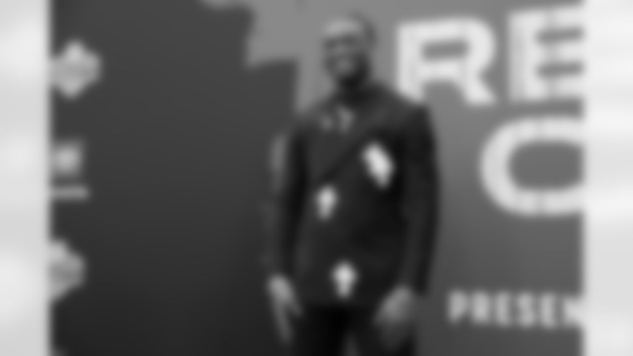 Alabama quarterback Jalen Milroe poses on the red carpet prior to the 2025 NFL Draft on Thursday, April 24, 2025 in Green Bay, Wisconsin. (Logan Bowles/NFL)