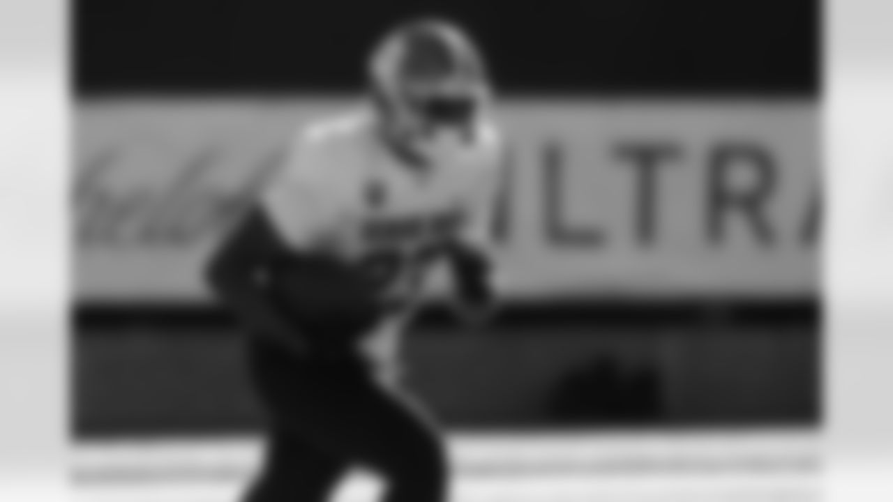 National Team running back Adam Randall (23), of Clemson, runs through drills during practice for the Senior Bowl NCAA college football game Tuesday, Jan. 27, 2026, in Mobile, Ala. (AP Photo/Butch Dill)