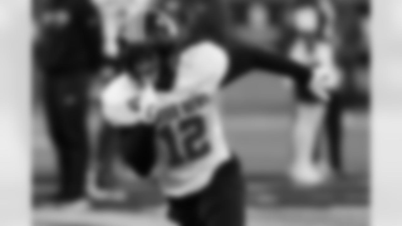 American Team wide receiver Kevin Coleman Jr. (12), of Missouri, runs through drills during practice for the Senior Bowl NCAA college football game Tuesday, Jan. 27, 2026, in Mobile, Ala. (AP Photo/Butch Dill)