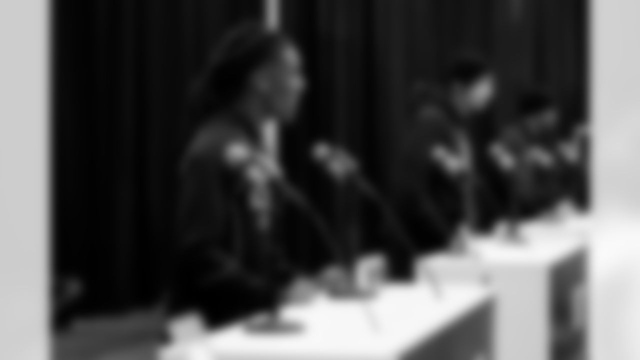 Missouri defensive back Toriano Pride Jr. (26) speaks during a press conference at the 2026 NFL Scouting Combine on Thursday, February 26, 2026 in Indianapolis, Indiana. (Lauren Leigh Bacho/NFL)