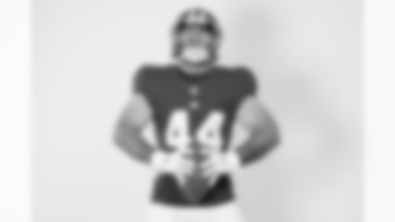 New York Giants running back Cam Skattebo (44) poses for a portrait during the NFLPA Rookie Premiere on Saturday, May 17, 2025 in Thousand Oaks, Calif. (Ben Liebenberg/NFL)