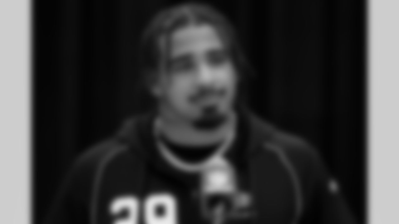 Texas A&M linebacker Taurean York (29) speaks during a press conference at the 2026 NFL Scouting Combine on Wednesday, February 25, 2026 in Indianapolis, Indiana. (Lauren Leigh Bacho/NFL)