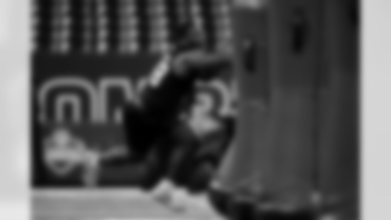 Penn State defensive lineman Zane Durant (08) participates in a drill during the 2026 NFL Scouting Combine on Thursday, February 26, 2026 in Indianapolis, Indiana. (Cooper Neill/NFL)