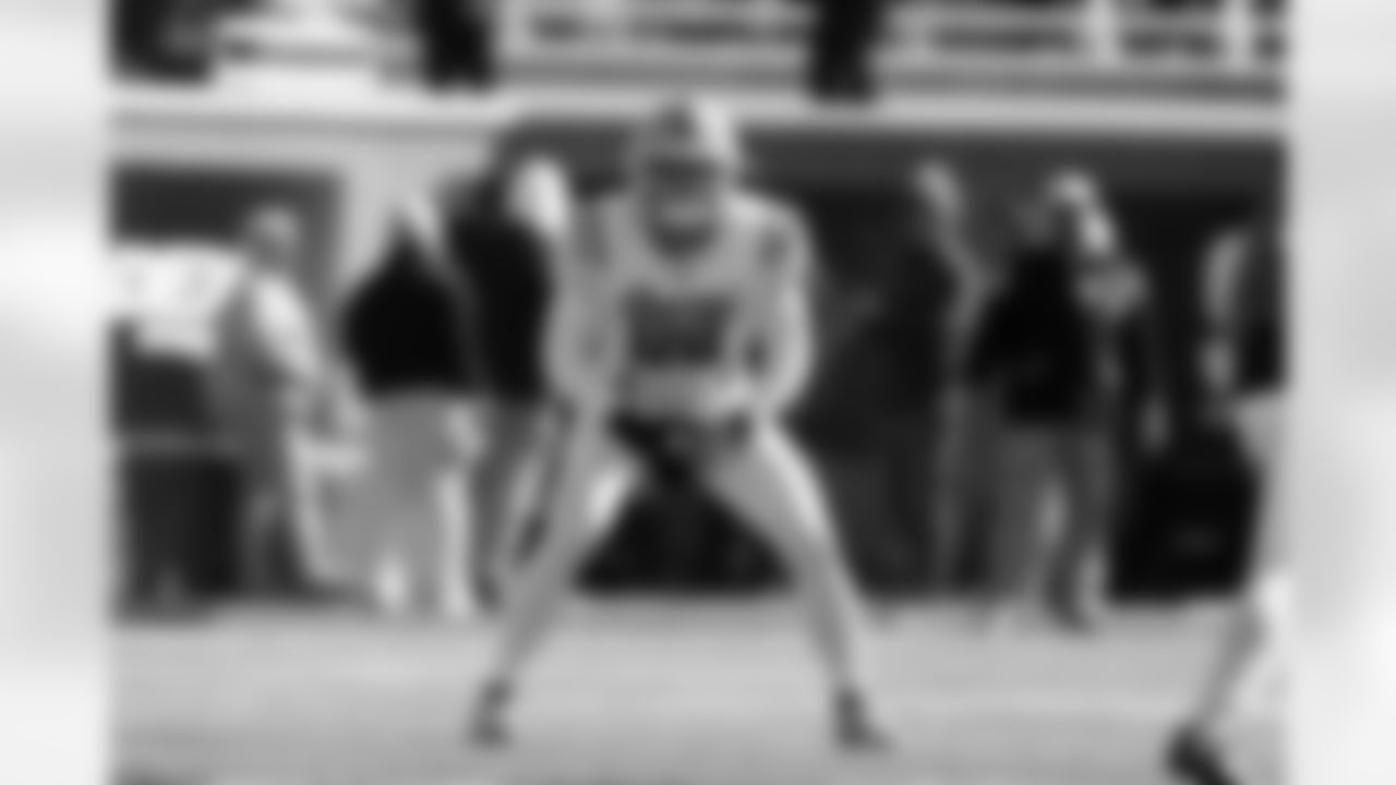 American Team linebacker Keyshaun Elliott (44), of Arizona State, during the first half of the Senior Bowl NCAA college football game Saturday, Jan. 31, 2026, in Mobile, Ala. (AP Photo/Butch Dill)