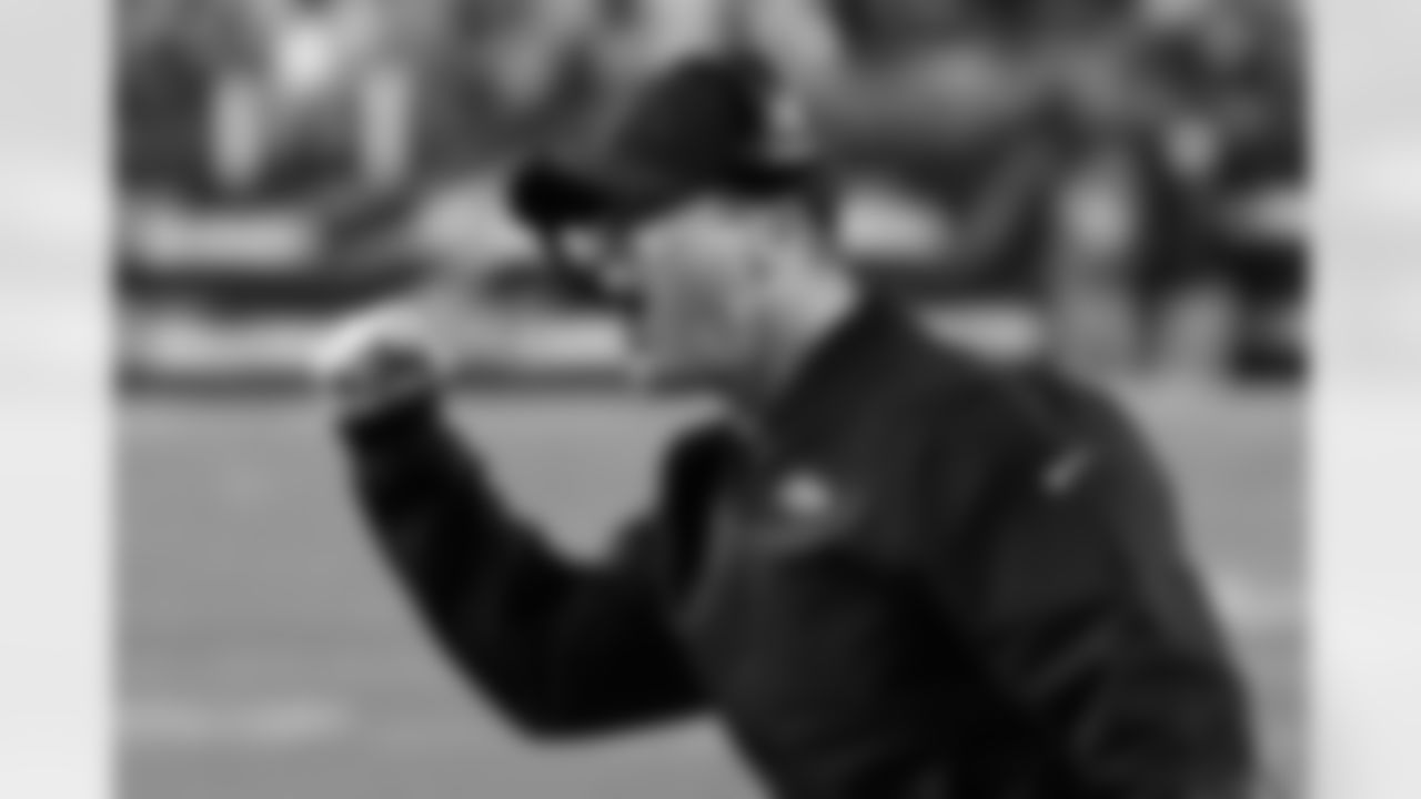 Baltimore Ravens head coach John Harbaugh celebrates after tight end Mark Andrews (89) made a catch near the goal line against the Pittsburgh Steelers during the first half of an NFL football game, Sunday, Dec. 5, 2021, in Pittsburgh. (AP Photo/Don Wright)