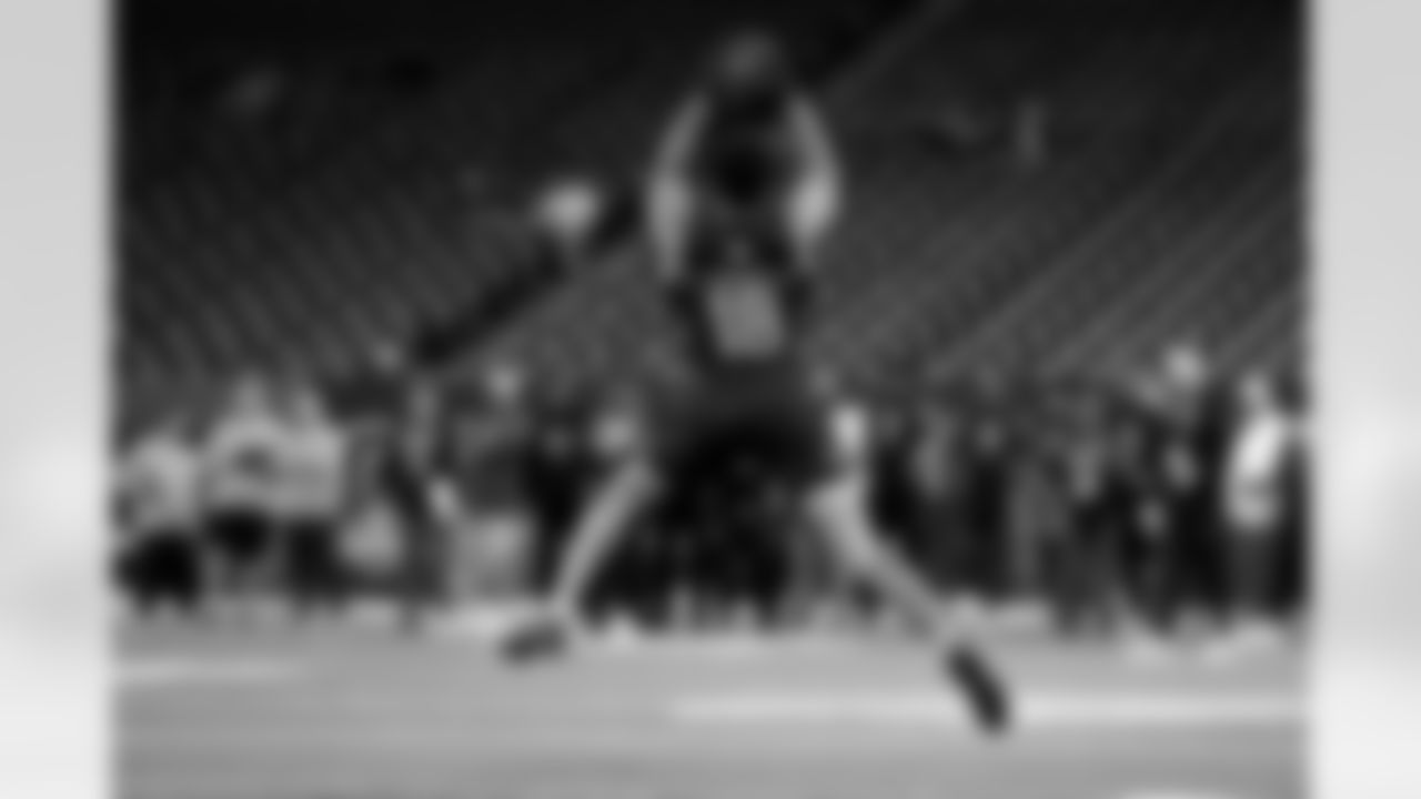 Miami wide receiver CJ Daniels (18) participates in a drill during the 2026 NFL Scouting Combine on Saturday, February 28, 2026 in Indianapolis, Indiana. (Lauren Leigh Bacho/NFL)