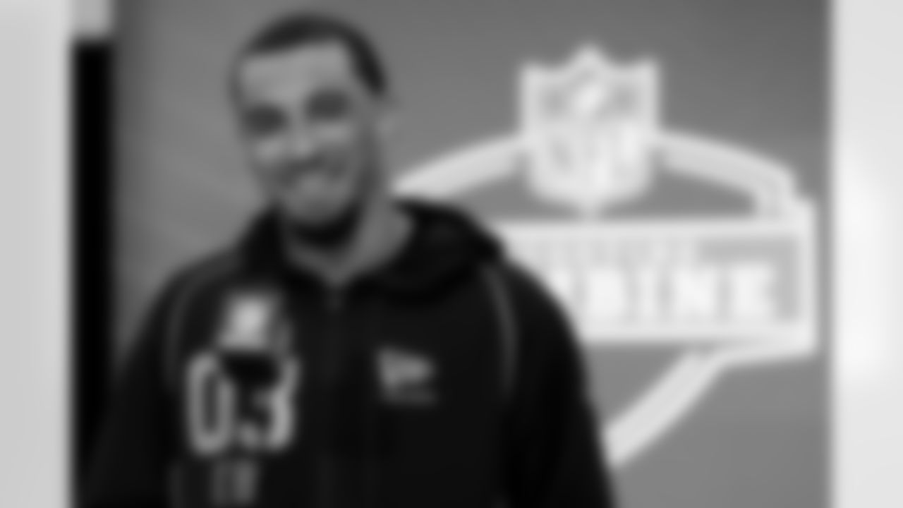 Oregon defensive back Jadon Canady (03) speaks during a press conference at the 2026 NFL Scouting Combine on Thursday, February 26, 2026 in Indianapolis, Indiana. (Lauren Leigh Bacho/NFL)