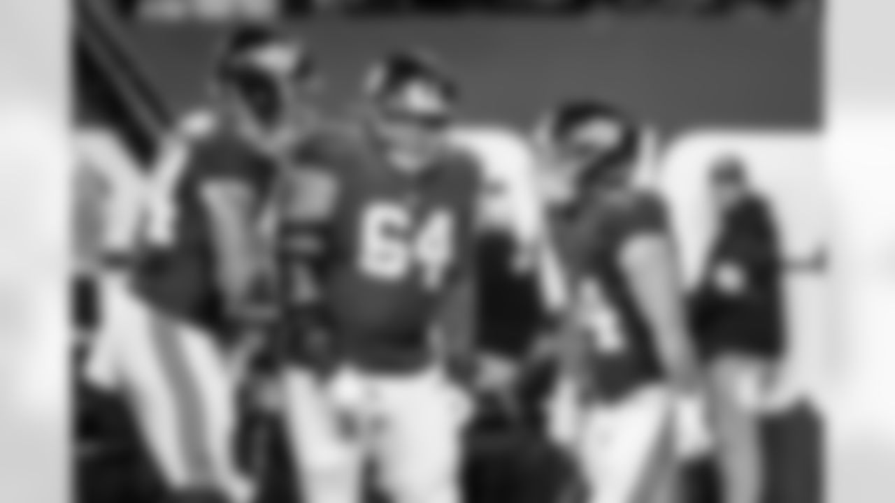 TE Theo Johnson (84), G Aaron Stinnie (64), RB Cam Skattebo (44)