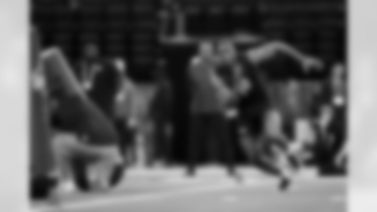 Texas Tech defensive lineman Romello Height (40) participates in a drill during the 2026 NFL Scouting Combine on Thursday, February 26, 2026 in Indianapolis, Indiana. (Cooper Neill/NFL)