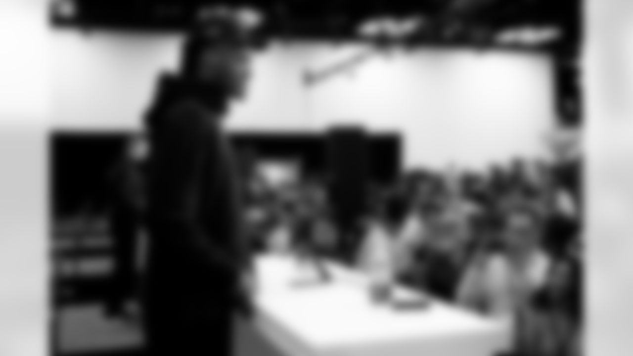 Tennessee wide receiver Chris Brazzell II (10) speaks during a press conference at the 2026 NFL Scouting Combine on Friday, February 27, 2026 in Indianapolis, Indiana. (Lauren Leigh Bacho/NFL)