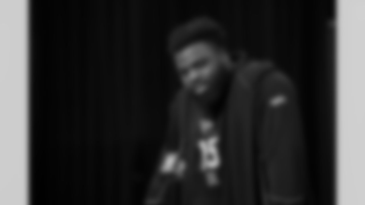 Texas Tech defensive lineman Lee Hunter (15) speaks during a press conference at the 2026 NFL Scouting Combine on Wednesday, February 25, 2026 in Indianapolis, Indiana. (Cooper Neill/NFL)