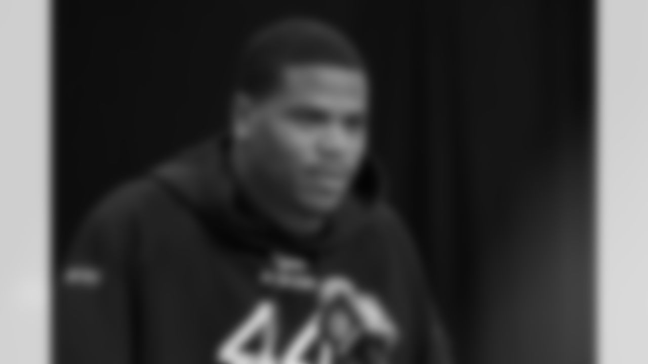 Penn State defensive lineman Abdul Carter speaks during a press conference at the NFL football scouting combine in Indianapolis, Wednesday, Feb. 26, 2025. (AP Photo/Michael Conroy)