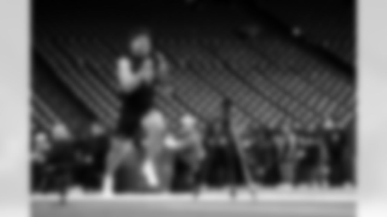 Texas Tech linebacker Jacob Rodriguez (21) during the 2026 NFL Scouting Combine on Thursday, February 26, 2026 in Indianapolis, Indiana. (Cooper Neill/NFL)