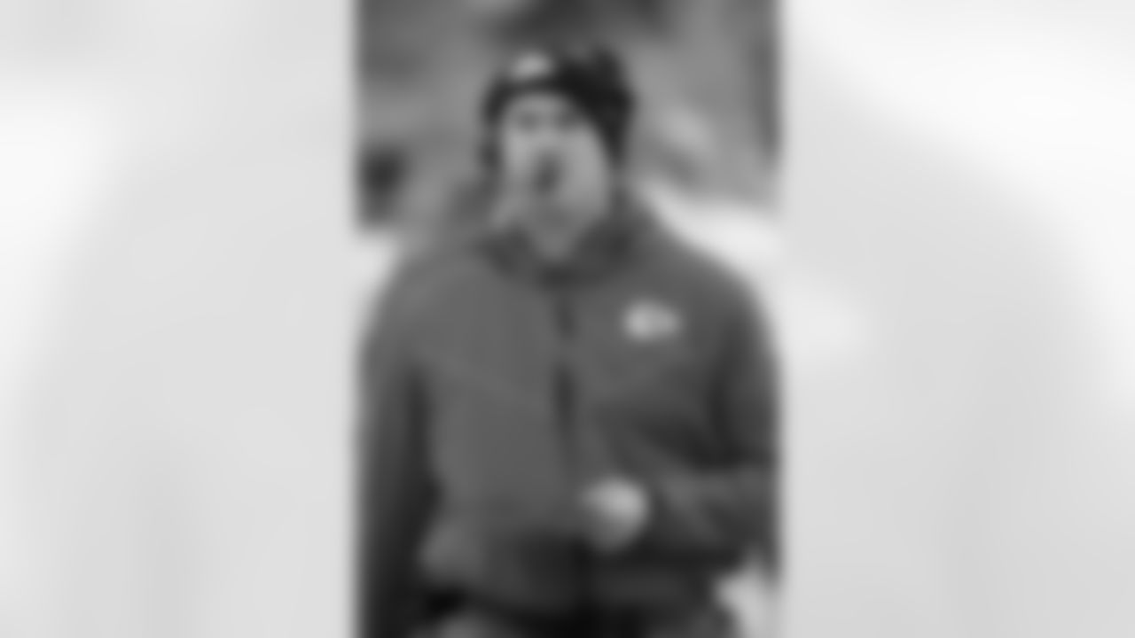 Kansas City Chiefs quarterbacks coach/passing game coordinator Mike Kafka during an NFL football game against the Denver Broncos Saturday, Jan. 8, 2022, in Denver. (AP Photo/David Zalubowski)