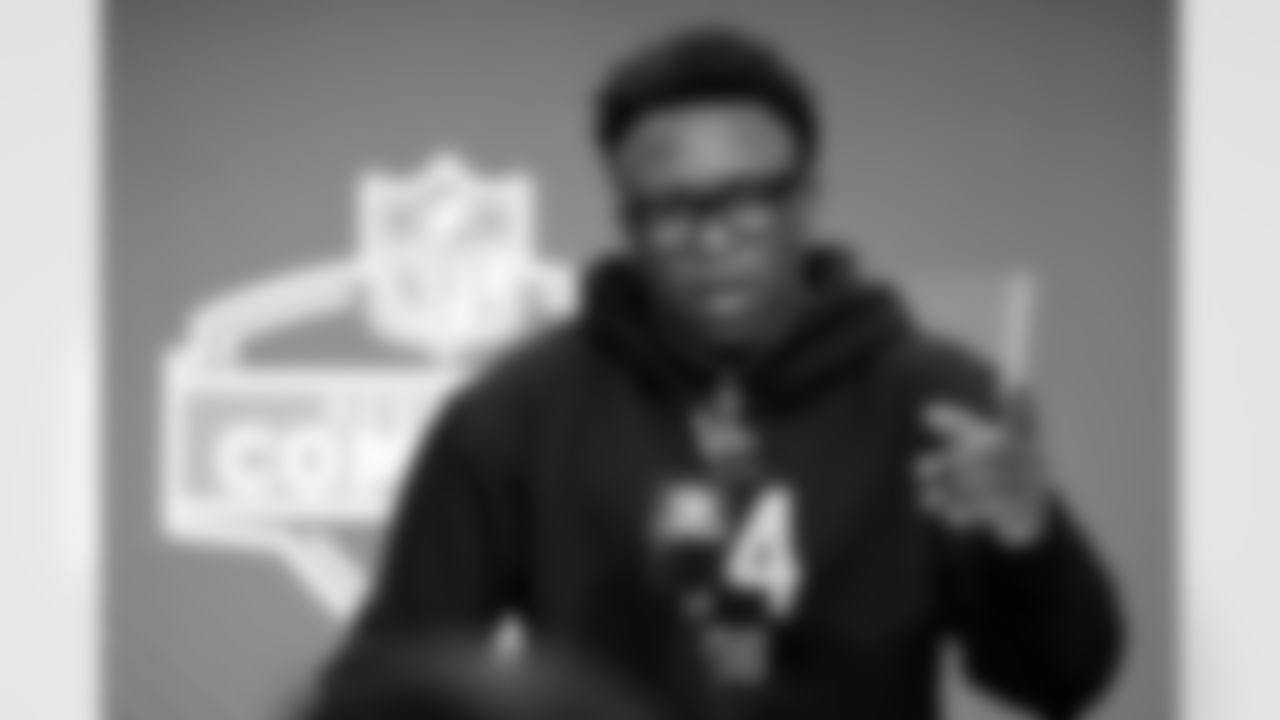 Tennessee defensive back Colton Hood (14) speaks during a press conference at the 2026 NFL Scouting Combine on Thursday, February 26, 2026 in Indianapolis, Indiana. (Lauren Leigh Bacho/NFL)