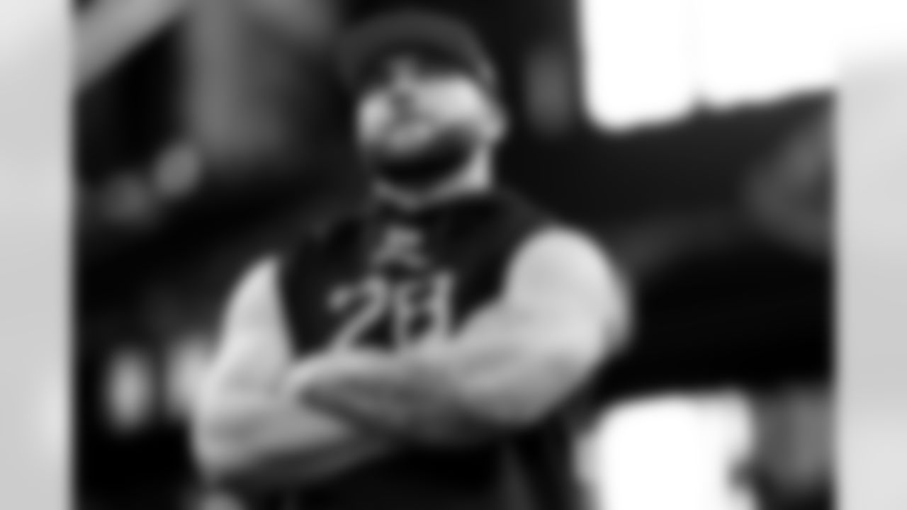 Arizona State running back Cam Skattebo stands on the field at the NFL football scouting combine in Indianapolis, Saturday, March 1, 2025. (Brooke Sutton via AP)