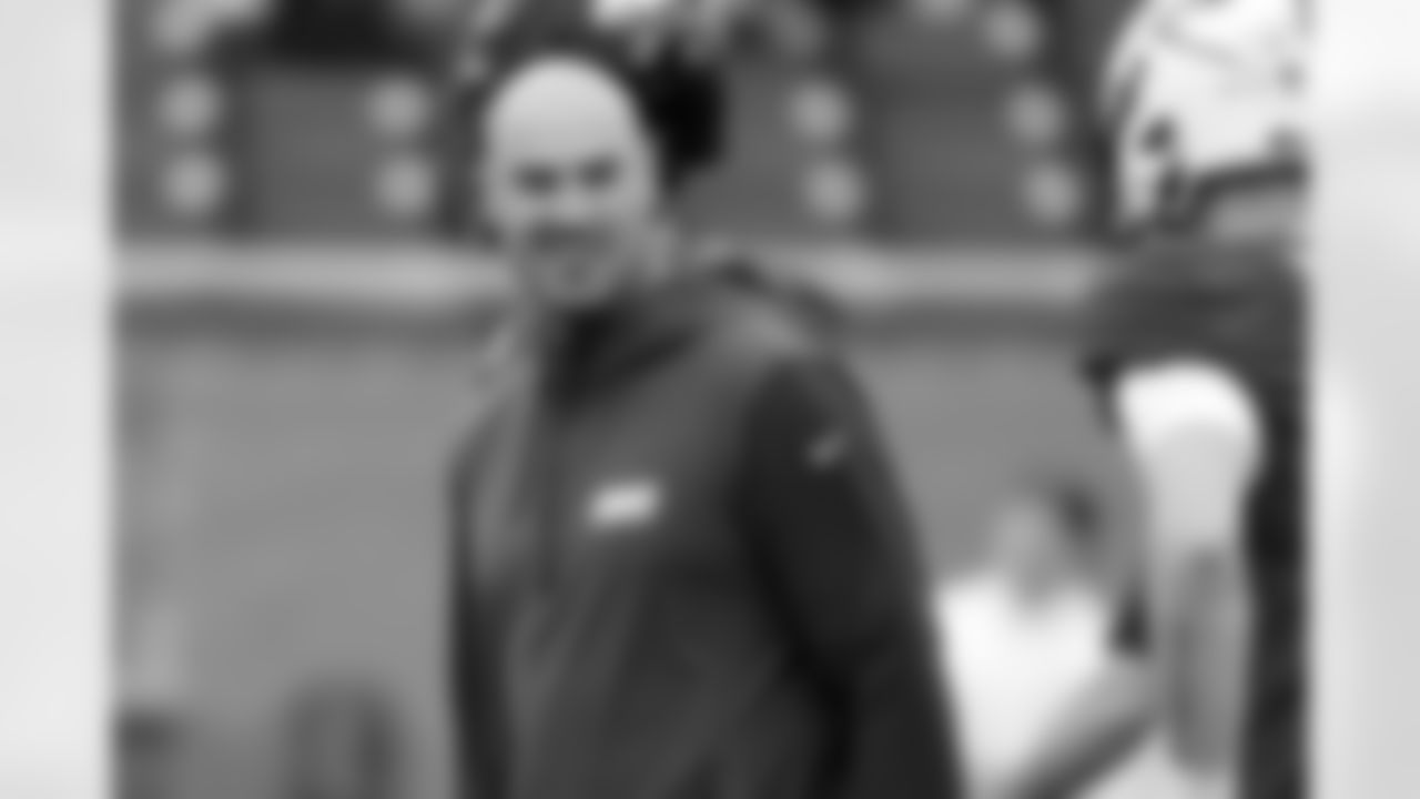 National team head coach Mike Kafka of the New York Giants during practice for the Senior Bowl NCAA college football game, Thursday, Jan. 30, 2025, in Mobile, Ala. (AP Photo/Butch Dill)