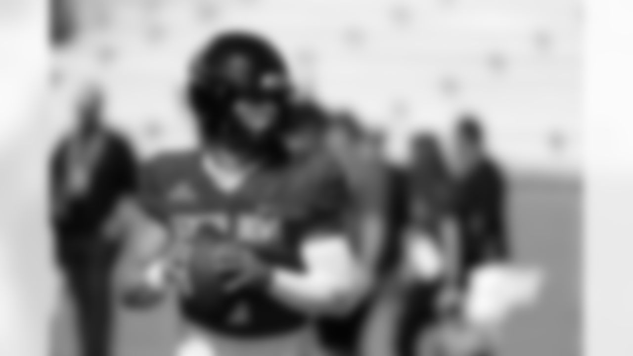 American team quarterback Jaxson Dart of Ole Miss (2) runs through drills during practice for the Senior Bowl NCAA college football game, Wednesday, Jan. 29, 2025, in Mobile, Ala. (AP Photo/Butch Dill)