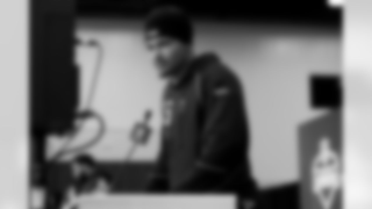 Clemson defensive lineman T.J. Parker (55) speaks during a press conference at the 2026 NFL Scouting Combine on Wednesday, February 25, 2026 in Indianapolis, Indiana. (Lauren Leigh Bacho/NFL)