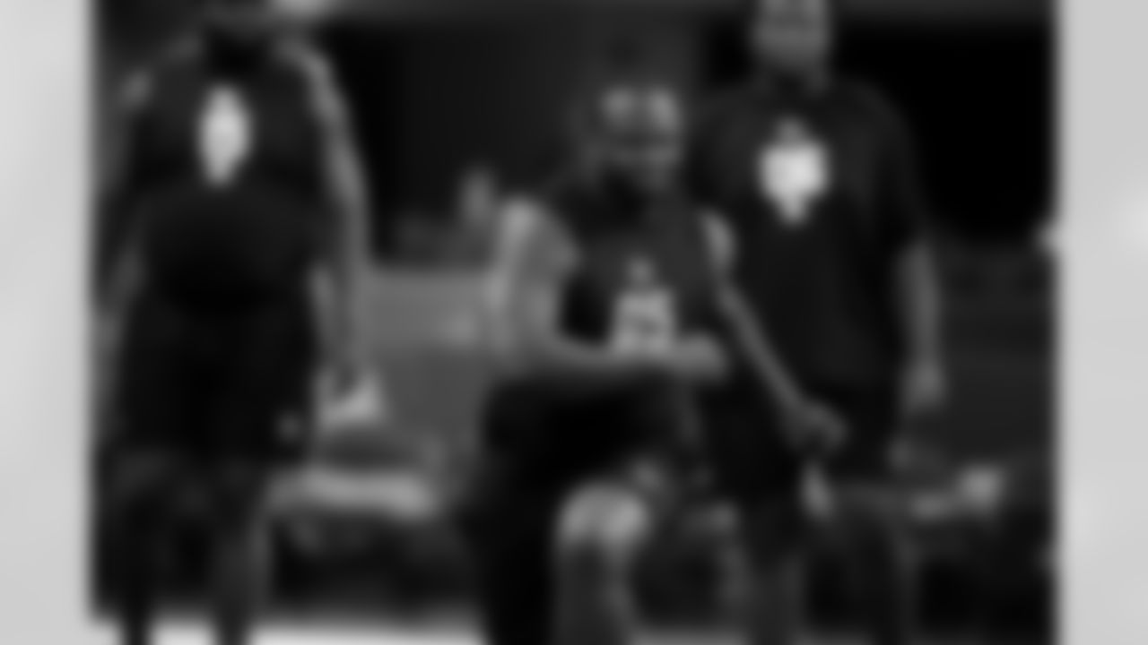 Clemson defensive lineman DeMonte Capehart (05) participates during the 2026 NFL Scouting Combine on Thursday, February 26, 2026 in Indianapolis, Indiana. (Cooper Neill/NFL)