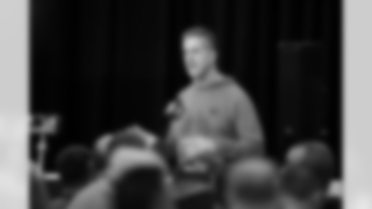 New York Giants head coach John Harbaugh speaks during a press conference at the 2026 NFL Scouting Combine on Tuesday, February 24, 2026 in Indianapolis, Indiana. (Cooper Neill/NFL)