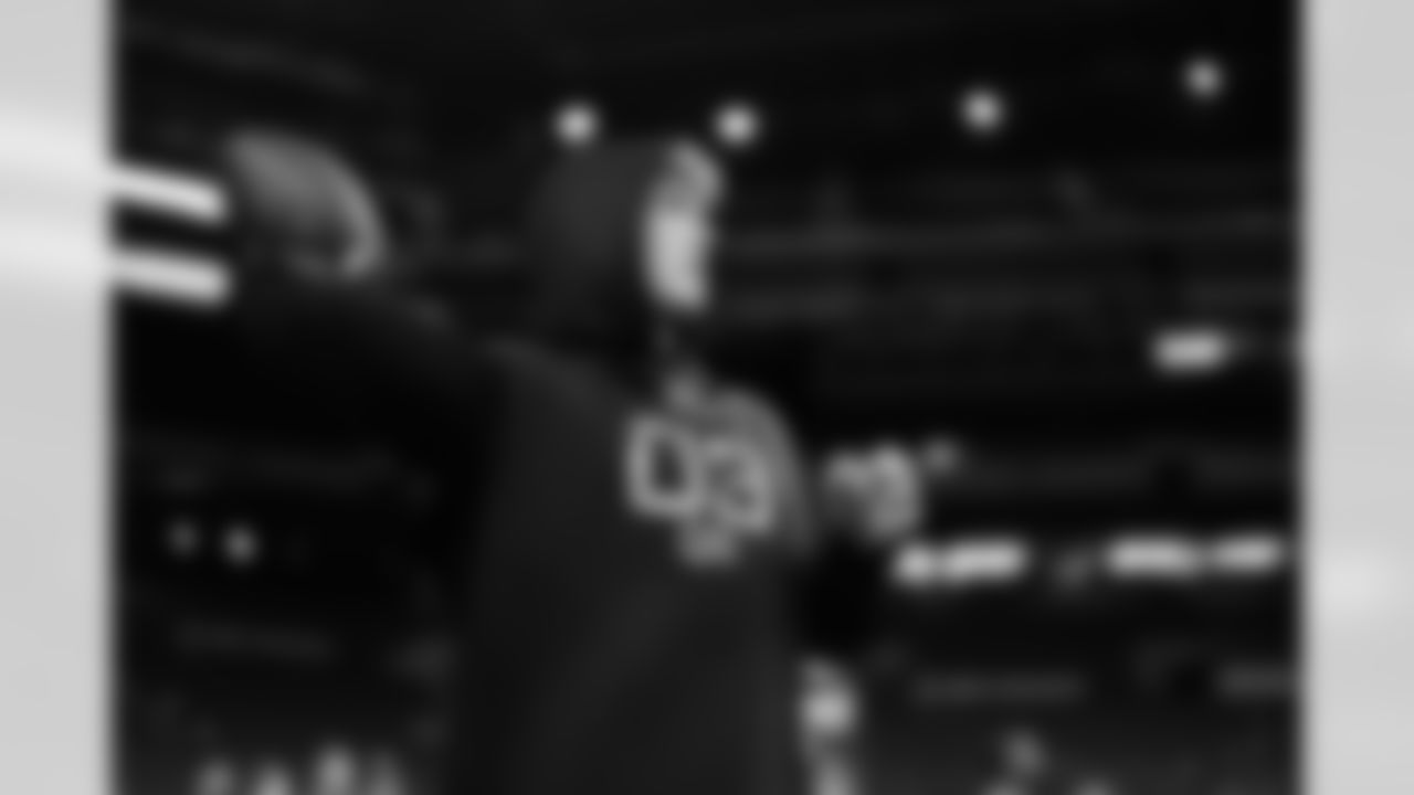 Mississippi quarterback Jaxson Dart throws a pass at the NFL football scouting combine in Indianapolis, Saturday, March. 1, 2025. (Logan Bowles via AP)