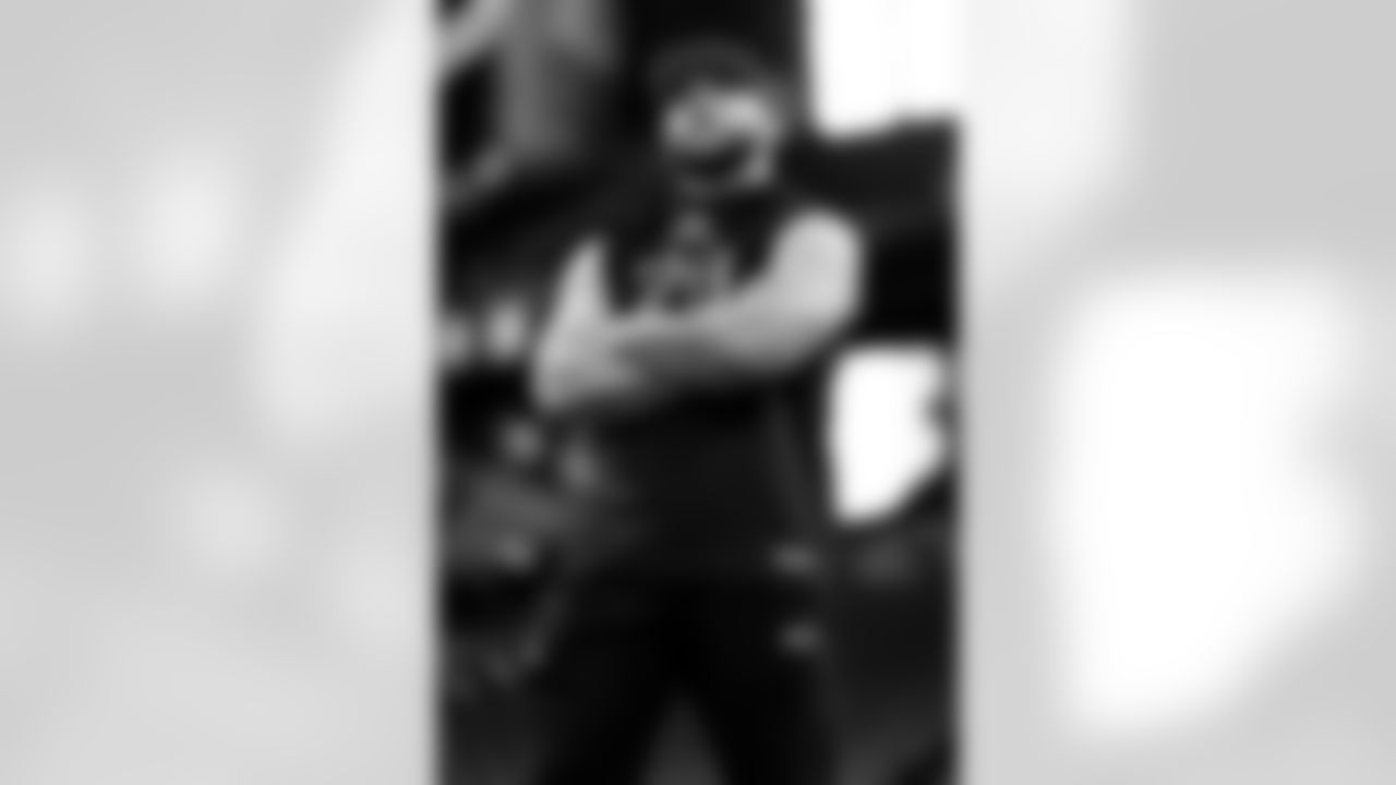 Arizona State running back Cam Skattebo stands on the field at the NFL football scouting combine in Indianapolis, Saturday, March 1, 2025. (Brooke Sutton via AP)