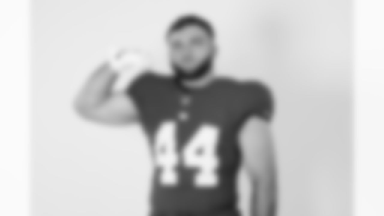New York Giants running back Cam Skattebo (44) poses for a portrait during the NFLPA Rookie Premiere on Saturday, May 17, 2025 in Thousand Oaks, Calif. (Ben Liebenberg/NFL)