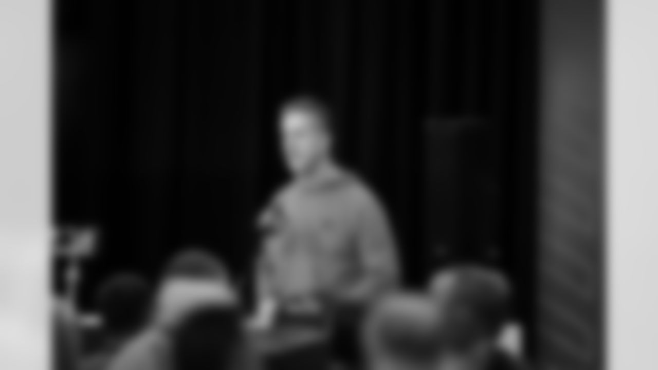 New York Giants head coach John Harbaugh speaks during a press conference at the 2026 NFL Scouting Combine on Tuesday, February 24, 2026 in Indianapolis, Indiana. (Cooper Neill/NFL)