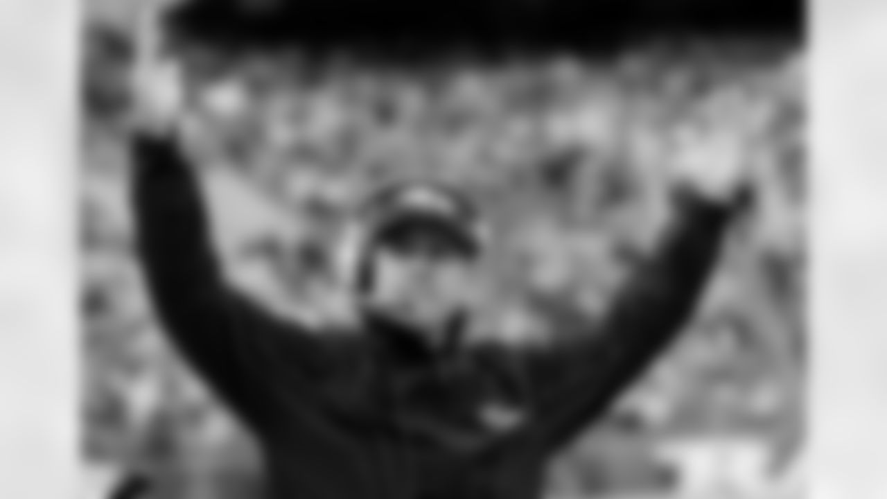 Baltimore Ravens head coach John Harbaugh reacts to the crowd during the second half of an NFL football game against the Miami Dolphins in Baltimore, Sunday, Nov. 7, 2010. The Ravens defeated the Dolphins 26-10. (AP Photo/Nick Wass)