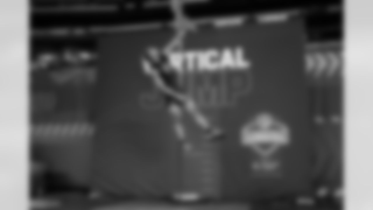 Georgia defensive back Daylen Everette (09) participates in the vertical jump during the 2026 NFL Scouting Combine on Friday, February 27, 2026 in Indianapolis, Indiana. (Lauren Leigh Bacho/NFL)