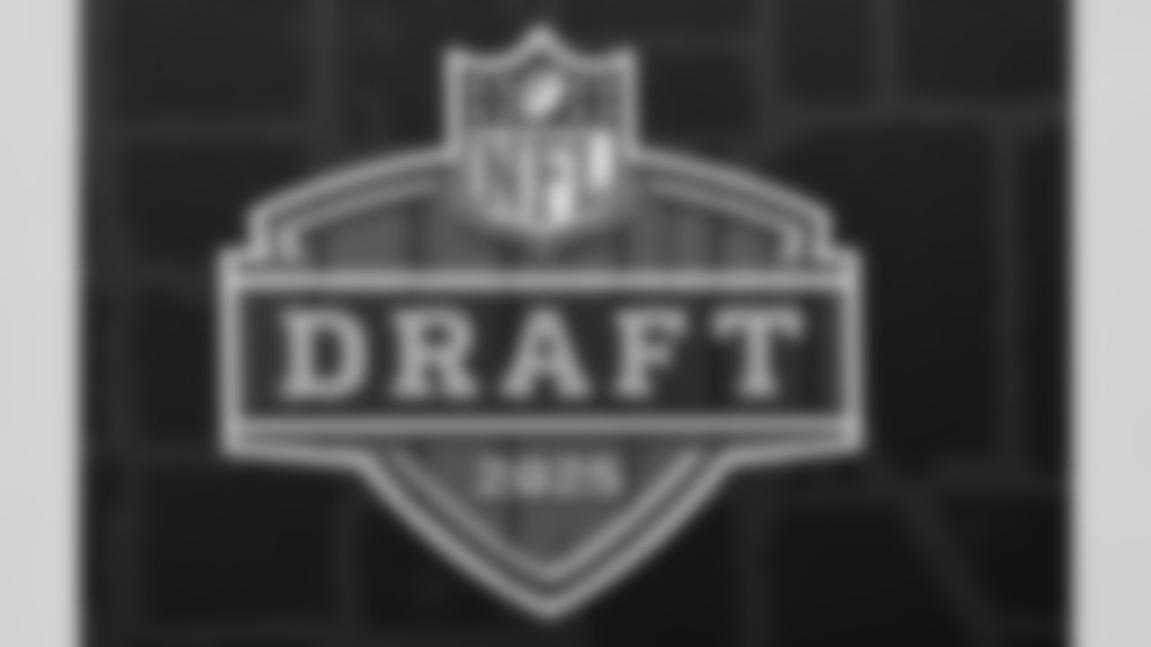A general view NFL Draft logo prior to the 2025 NFL Draft on Thursday, April 24, 2025 in Green Bay, Wisconsin. (Perry Knotts/NFL)