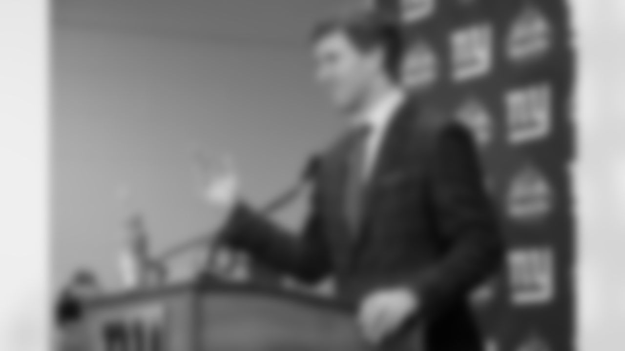 New York Giants quarterback Eli Manning speaks after an NFL football game against the Detroit Lions Sunday, Dec. 18, 2016, in East Rutherford, N.J. The Giants won 17-6. (AP Photo/Bill Kostroun)