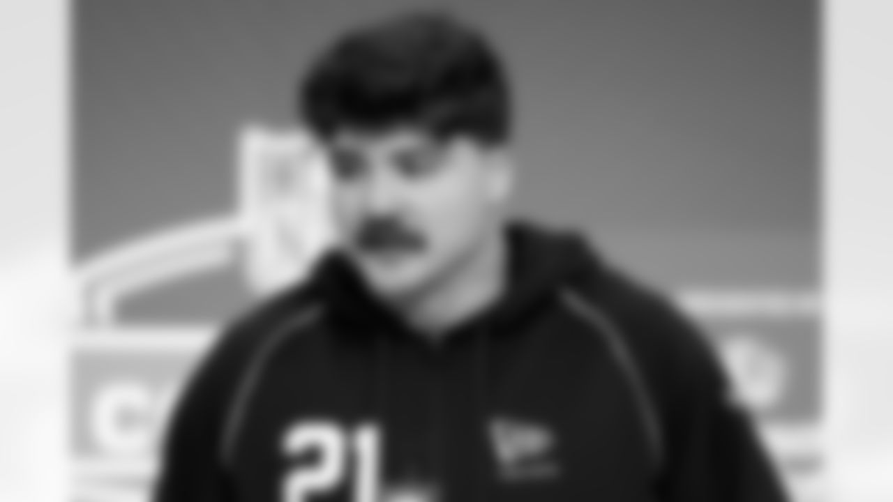 Texas Tech linebacker Jacob Rodriguez (21) speaks during a press conference at the 2026 NFL Scouting Combine on Wednesday, February 25, 2026 in Indianapolis, Indiana. (Lauren Leigh Bacho/NFL)